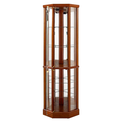 6 Shelf Lighted Corner Curio Cabinet-Free Shipping - aurelia-clothing-8955