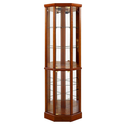 6 Shelf Lighted Corner Curio Cabinet-Free Shipping - aurelia-clothing-8955