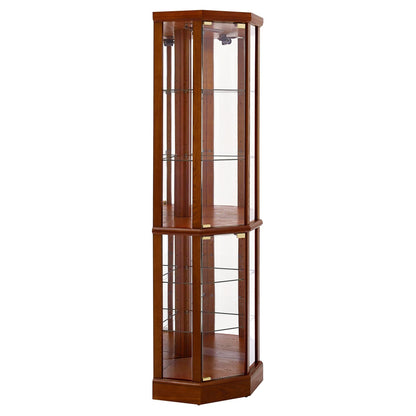 6 Shelf Lighted Corner Curio Cabinet-Free Shipping - aurelia-clothing-8955