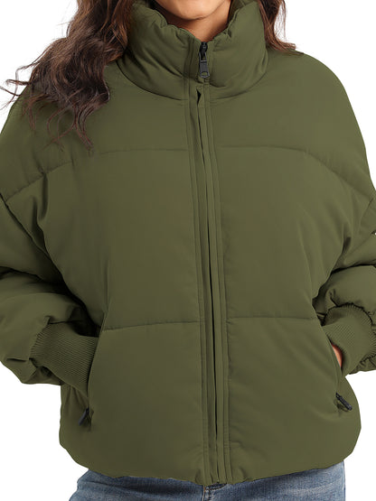 Zip Up Turtleneck Long Sleeve Winter Coat - Aurelia Clothing
