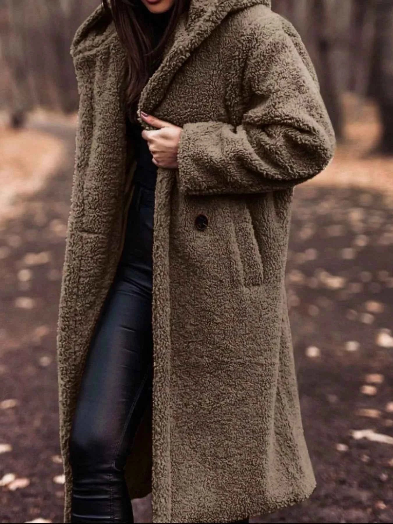 Teddy Bear Hooded Longline Outerwear-Free Shipping