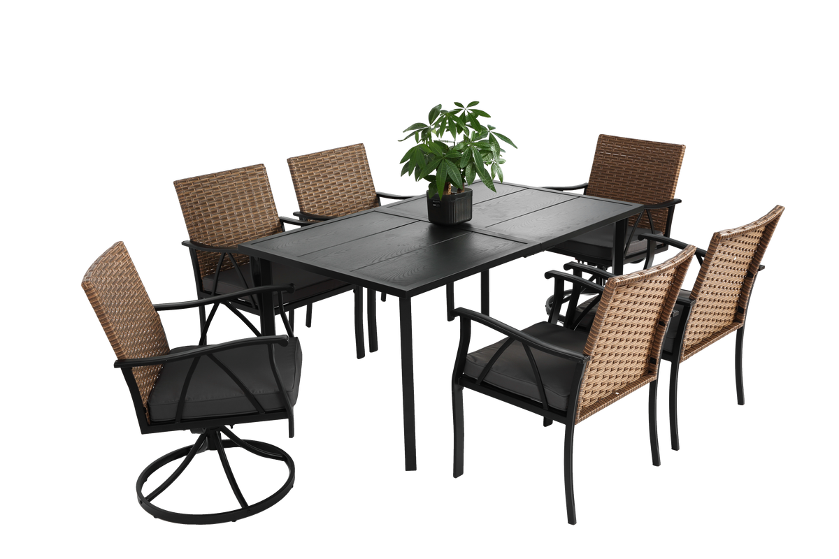 7 Piece Patio Dining Set ,Outdoor Wicker Furniture Set-Free Shipping - aurelia-clothing-8955