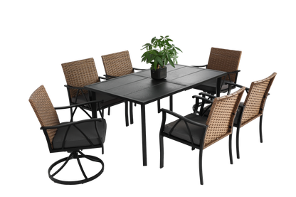 7 Piece Patio Dining Set ,Outdoor Wicker Furniture Set-Free Shipping - aurelia-clothing-8955