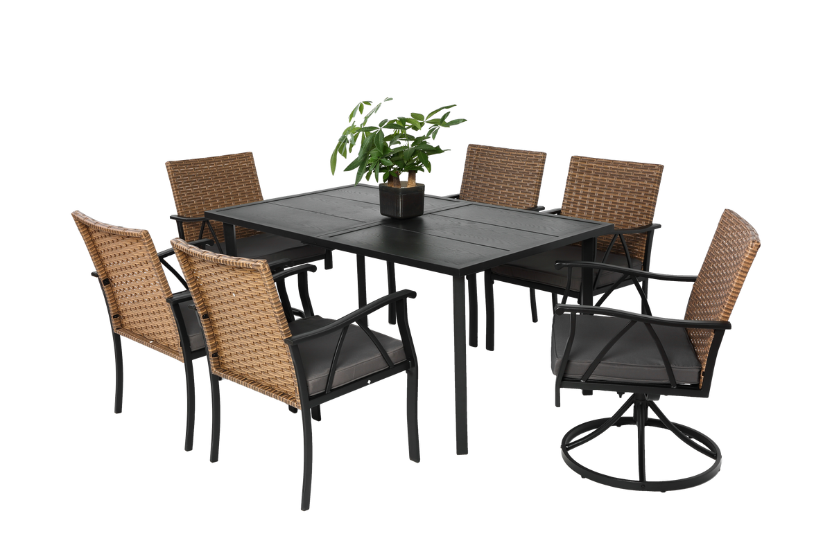 7 Piece Patio Dining Set ,Outdoor Wicker Furniture Set-Free Shipping - aurelia-clothing-8955