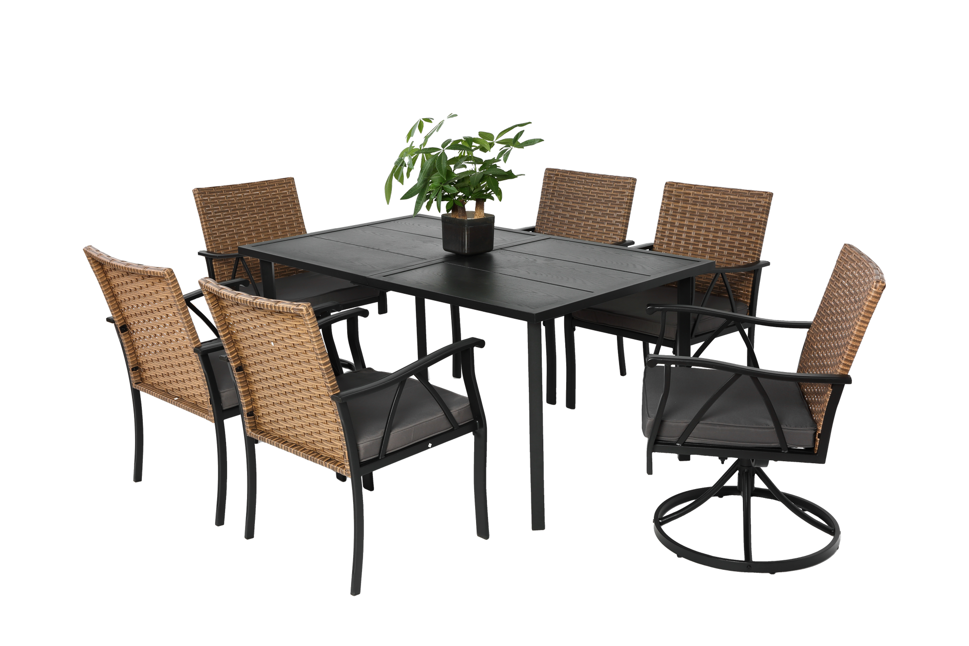 7 Piece Patio Dining Set ,Outdoor Wicker Furniture Set-Free Shipping - aurelia-clothing-8955