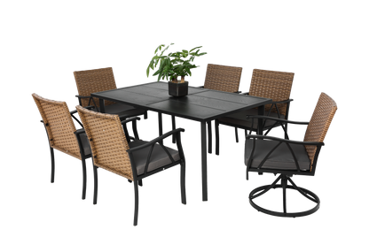 7 Piece Patio Dining Set ,Outdoor Wicker Furniture Set-Free Shipping - aurelia-clothing-8955