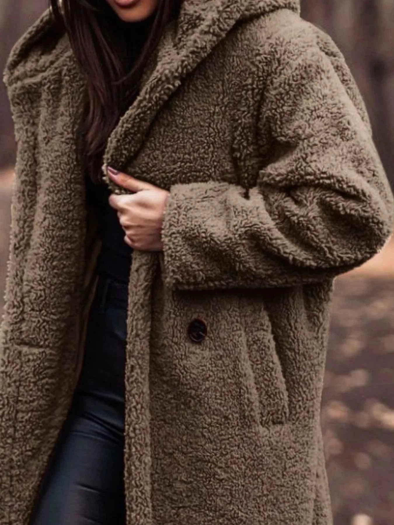 Teddy Bear Hooded Longline Outerwear-Free Shipping