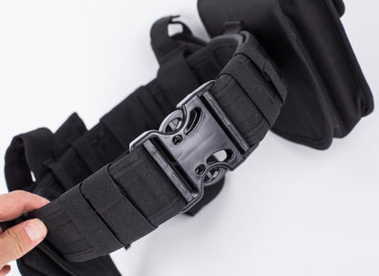 7 pcs Tactical Duty Belt Black Law Enforcement Hutning Equipment System Waist Gun Holster Flashlight Pouch set - Free Shipping - aurelia-clothing-8955