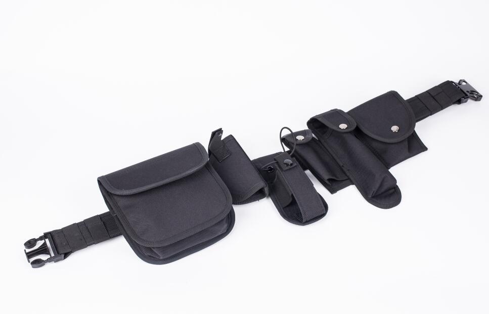 7 pcs Tactical Duty Belt Black Law Enforcement Hutning Equipment System Waist Gun Holster Flashlight Pouch set - Free Shipping - aurelia-clothing-8955