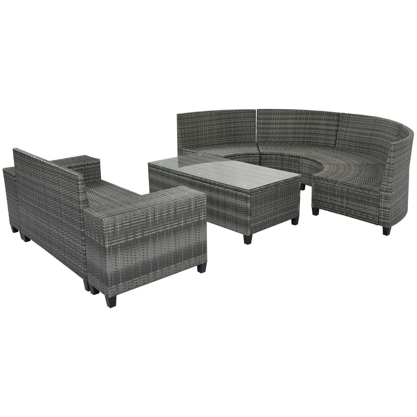 8-pieces Outdoor Wicker Round Sofa Set-Free Shipping - Aurelia Clothing