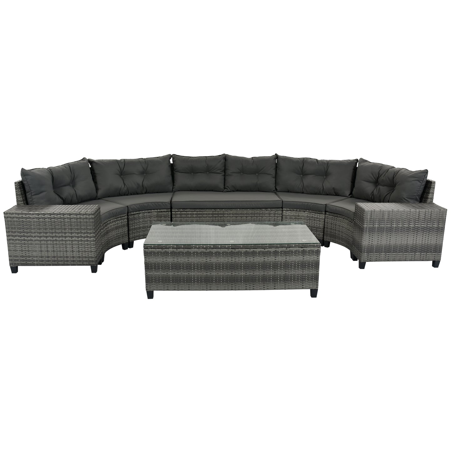 8-pieces Outdoor Wicker Round Sofa Set-Free Shipping - Aurelia Clothing
