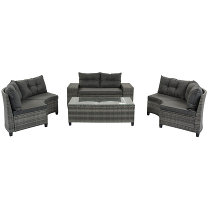 8-pieces Outdoor Wicker Round Sofa Set-Free Shipping - aurelia-clothing-8955