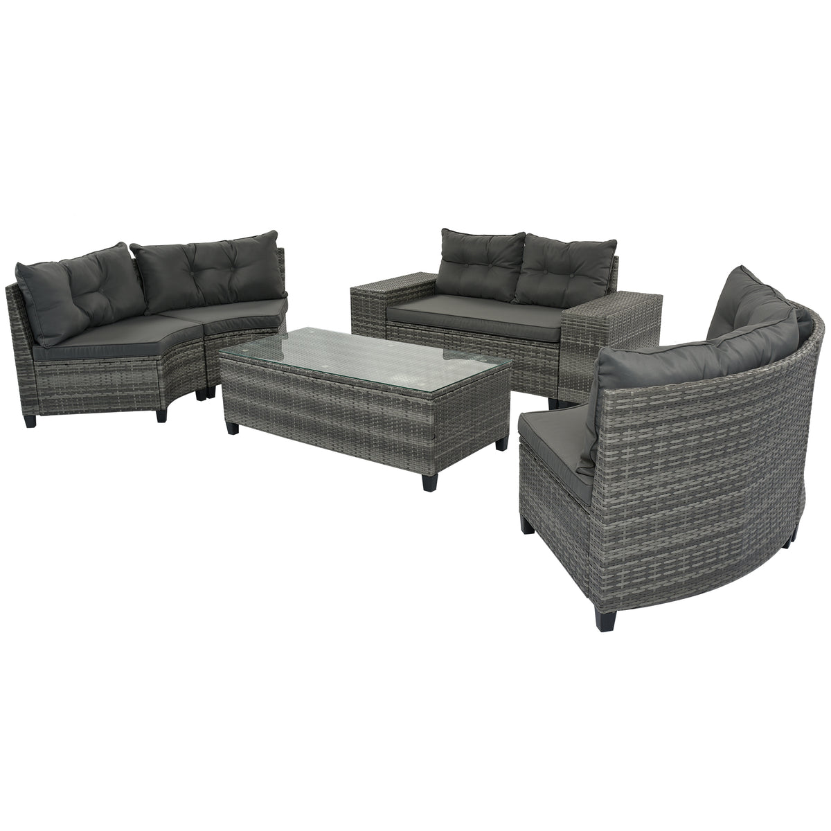 8-pieces Outdoor Wicker Round Sofa Set-Free Shipping - aurelia-clothing-8955