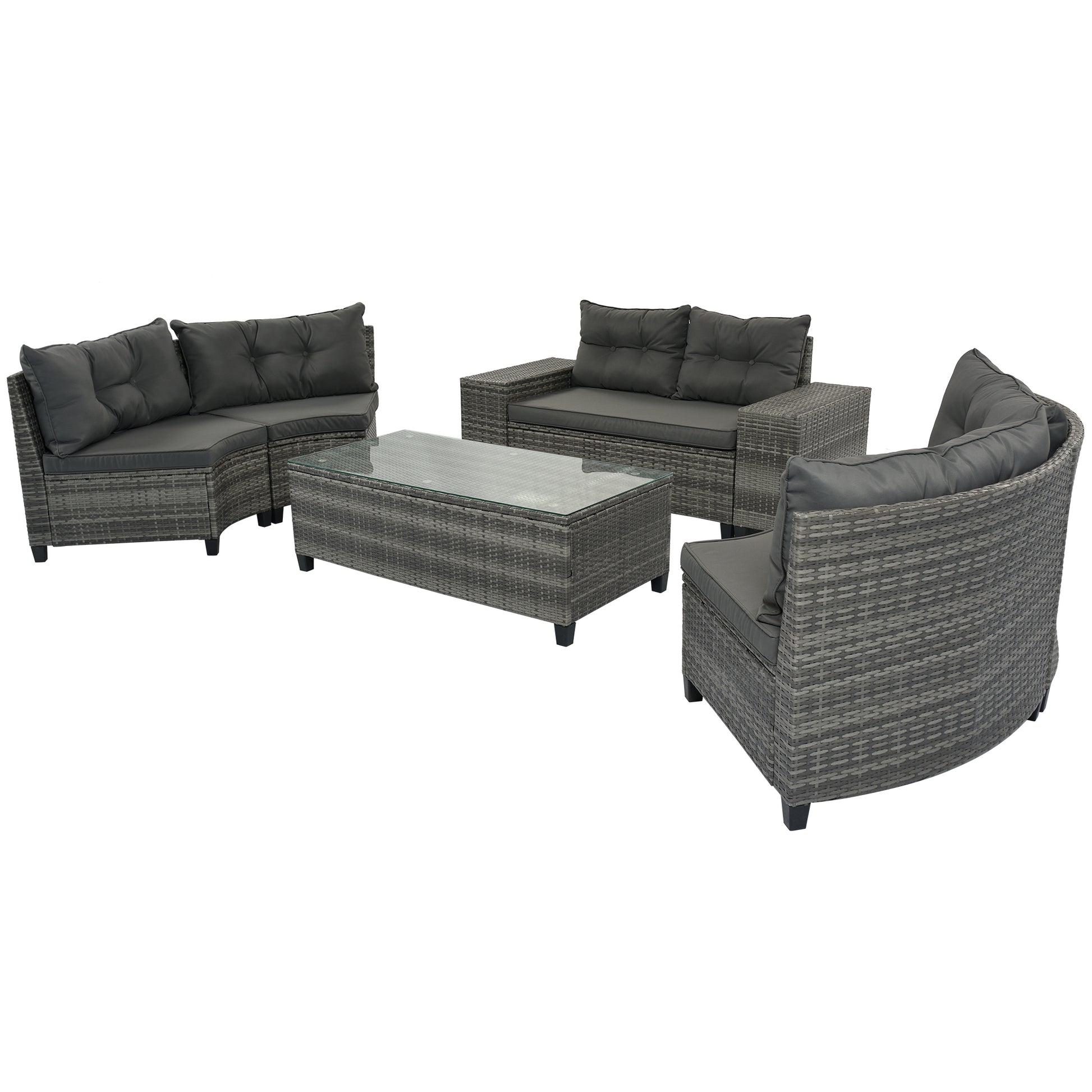 8-pieces Outdoor Wicker Round Sofa Set-Free Shipping - aurelia-clothing-8955