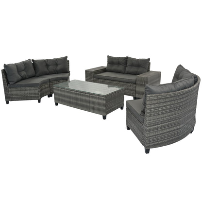 8-pieces Outdoor Wicker Round Sofa Set-Free Shipping - aurelia-clothing-8955