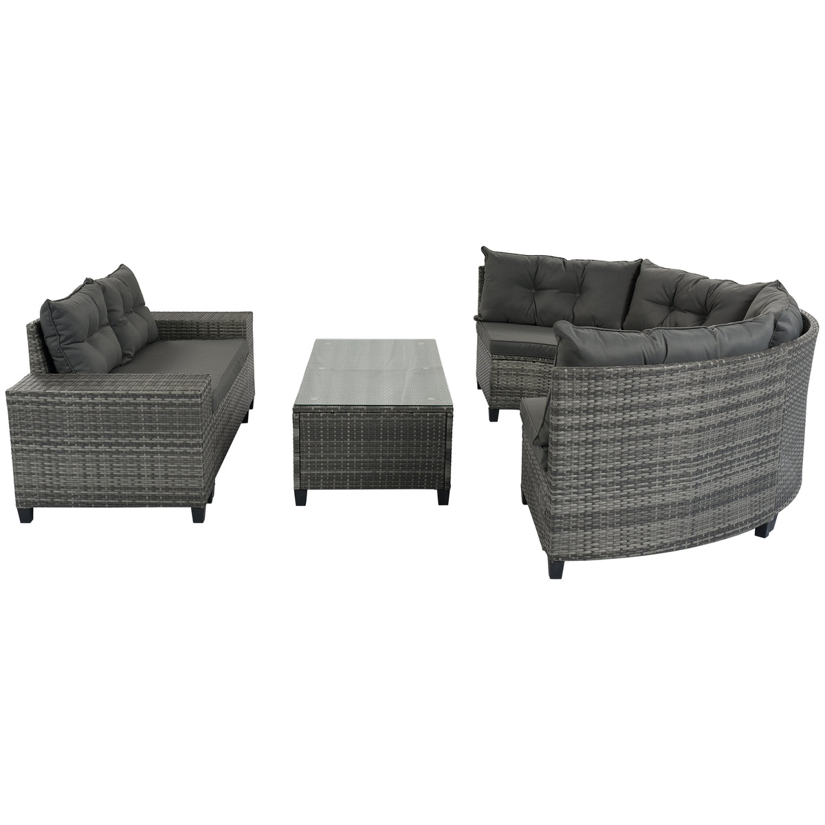 8-pieces Outdoor Wicker Round Sofa Set-Free Shipping - aurelia-clothing-8955