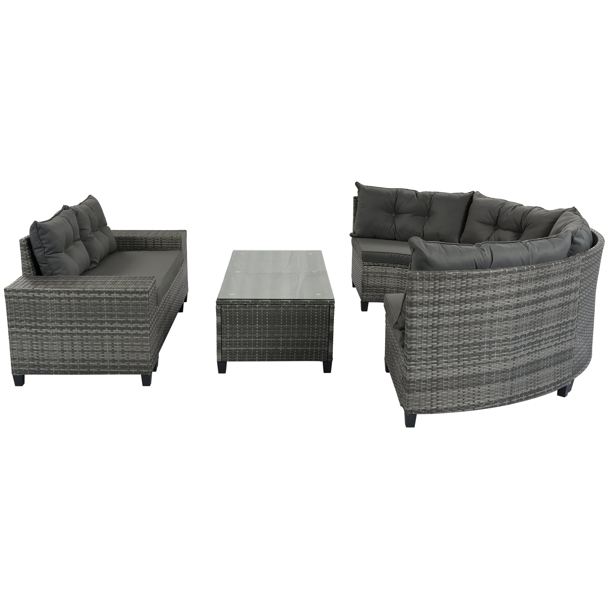 8-pieces Outdoor Wicker Round Sofa Set-Free Shipping - aurelia-clothing-8955