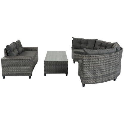 8-pieces Outdoor Wicker Round Sofa Set-Free Shipping - aurelia-clothing-8955
