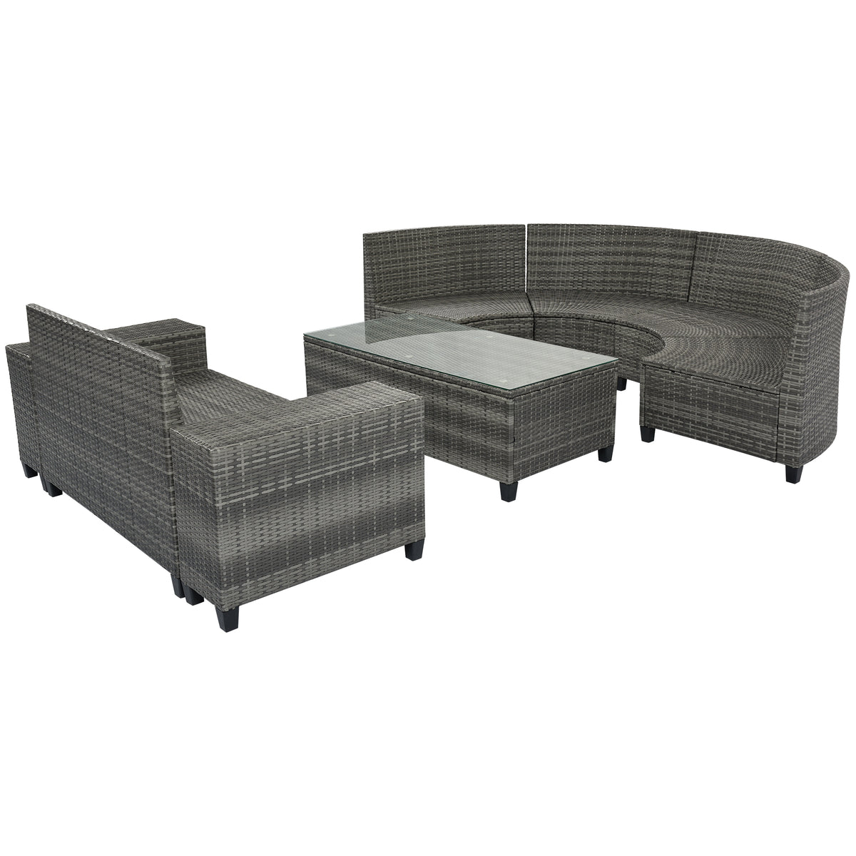8-pieces Outdoor Wicker Round Sofa Set-Free Shipping - aurelia-clothing-8955