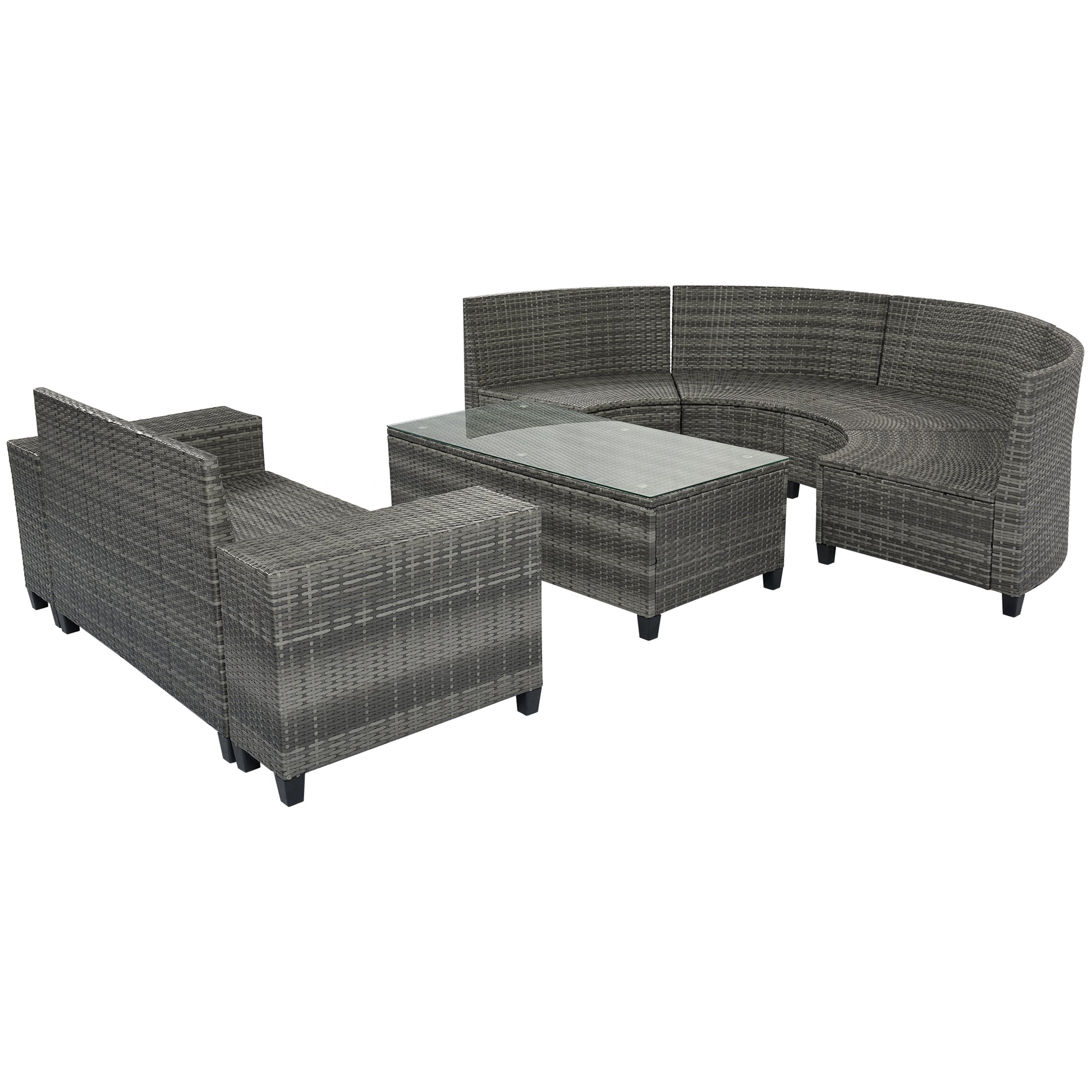 8-pieces Outdoor Wicker Round Sofa Set-Free Shipping - aurelia-clothing-8955