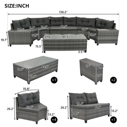 8-pieces Outdoor Wicker Round Sofa Set-Free Shipping - aurelia-clothing-8955