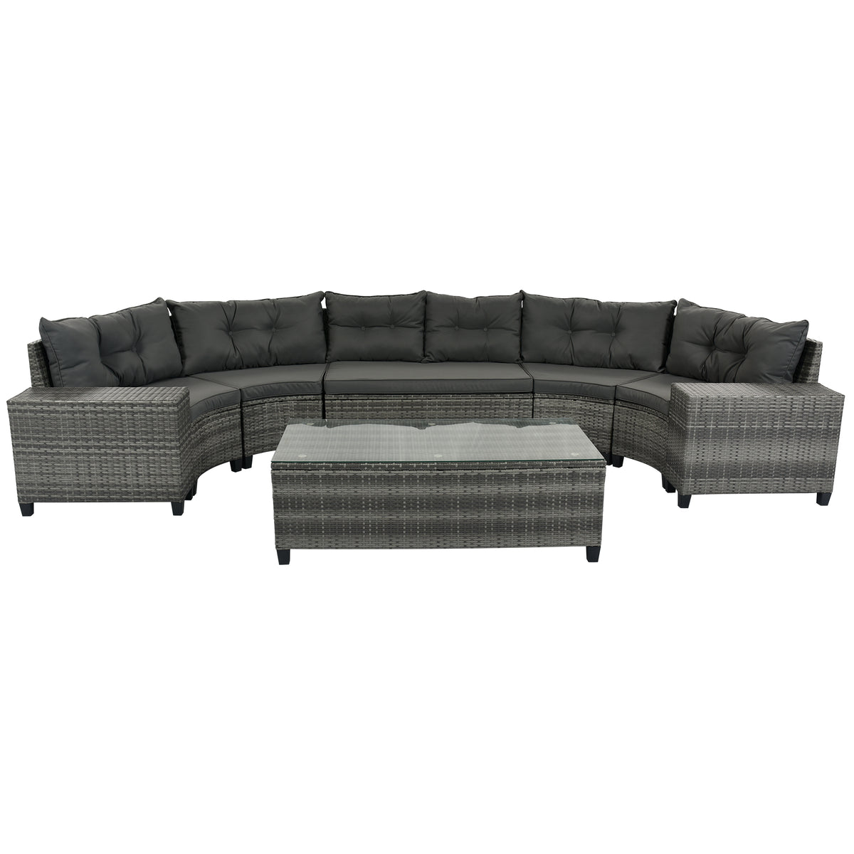 8-pieces Outdoor Wicker Round Sofa Set-Free Shipping - aurelia-clothing-8955