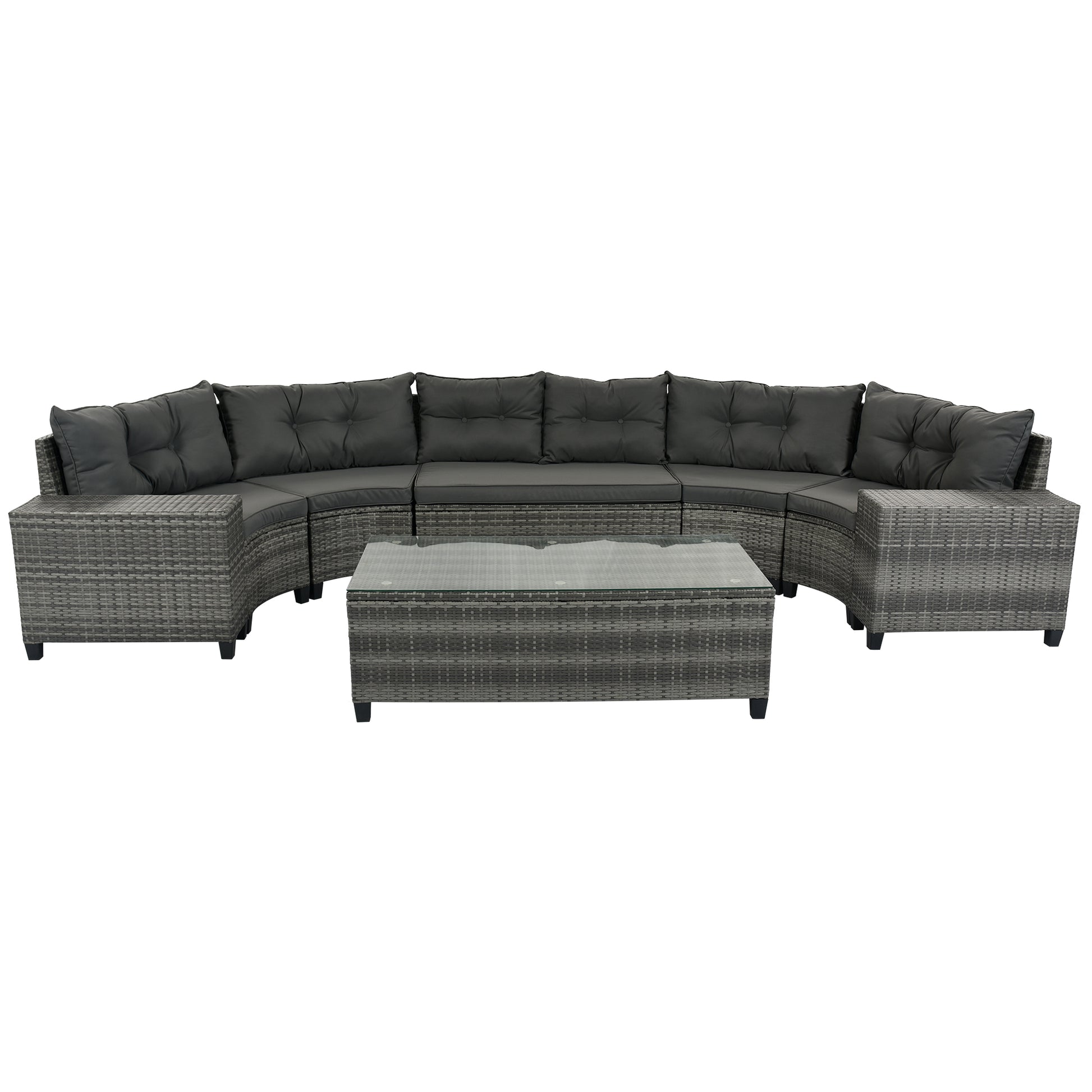 8-pieces Outdoor Wicker Round Sofa Set-Free Shipping - aurelia-clothing-8955