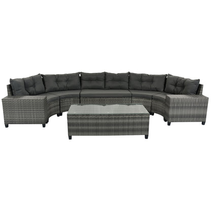 8-pieces Outdoor Wicker Round Sofa Set-Free Shipping - aurelia-clothing-8955