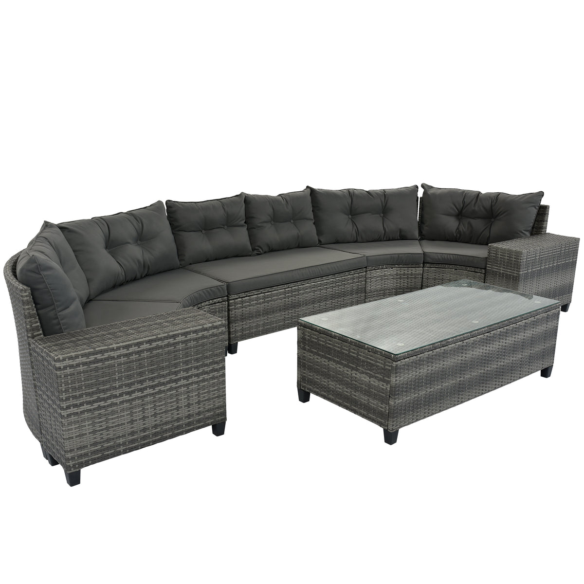 8-pieces Outdoor Wicker Round Sofa Set-Free Shipping - aurelia-clothing-8955
