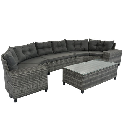 8-pieces Outdoor Wicker Round Sofa Set-Free Shipping - aurelia-clothing-8955