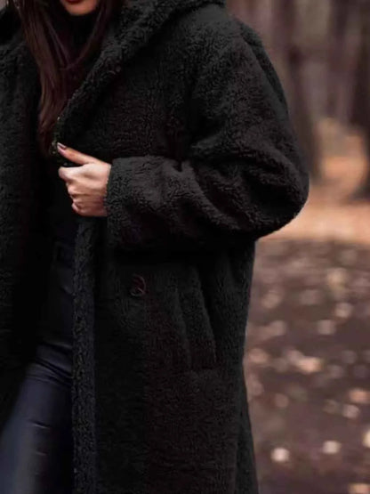 Teddy Bear Hooded Longline Outerwear-Free Shipping