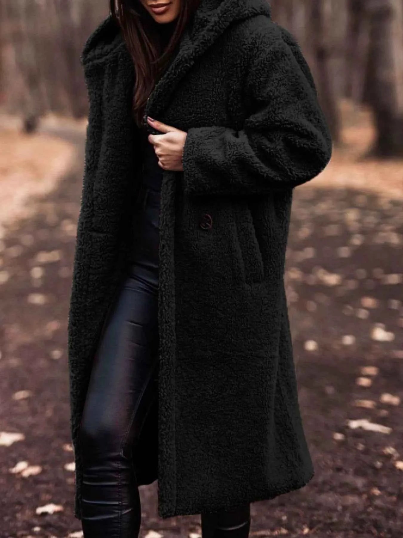 Teddy Bear Hooded Longline Outerwear-Free Shipping