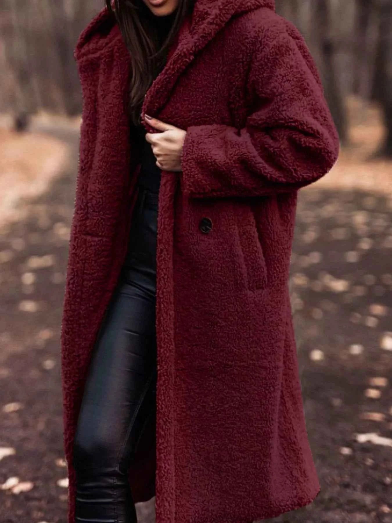 Teddy Bear Hooded Longline Outerwear-Free Shipping