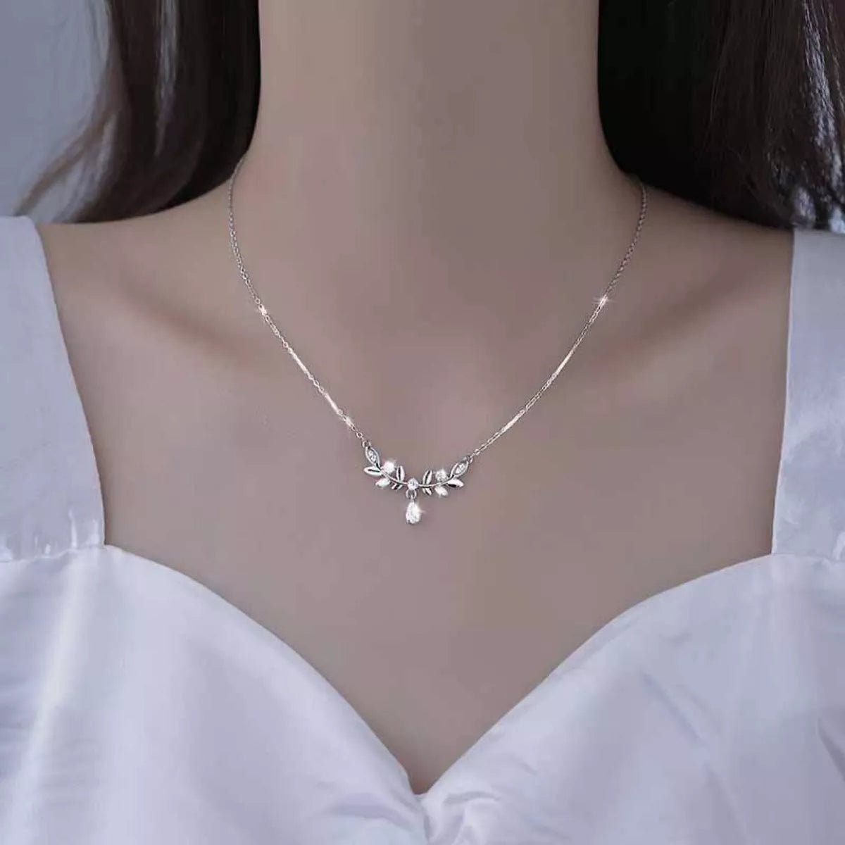 925 Sterling Silver Zircon Flower Necklace-Free Shipping - aurelia-clothing-8955