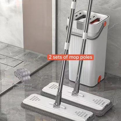 A 33cm Home Floor Cleaning Set: Hand Free Flat Mop & Bucket, 360° Rotating, Washable Microfiber, Lazy Cleaning Tool - Free Shipping - aurelia-clothing-8955