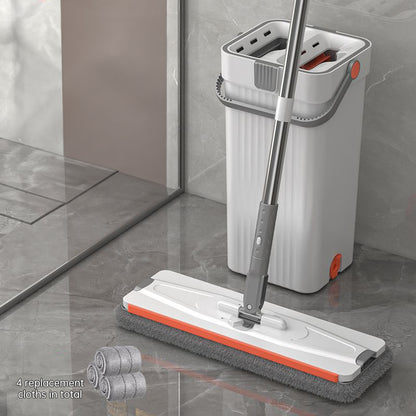 A 33cm Home Floor Cleaning Set: Hand Free Flat Mop & Bucket, 360° Rotating, Washable Microfiber, Lazy Cleaning Tool - Free Shipping - aurelia-clothing-8955