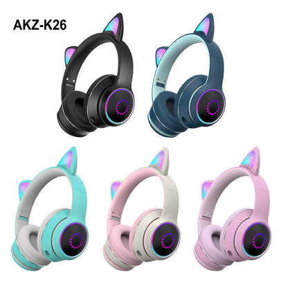 AKZ-K26 Head Mounted Bluetooth Cat Ears Luminous Cute Cool Card Wireless Sports Stereo Headset - Free Shipping - aurelia-clothing-8955