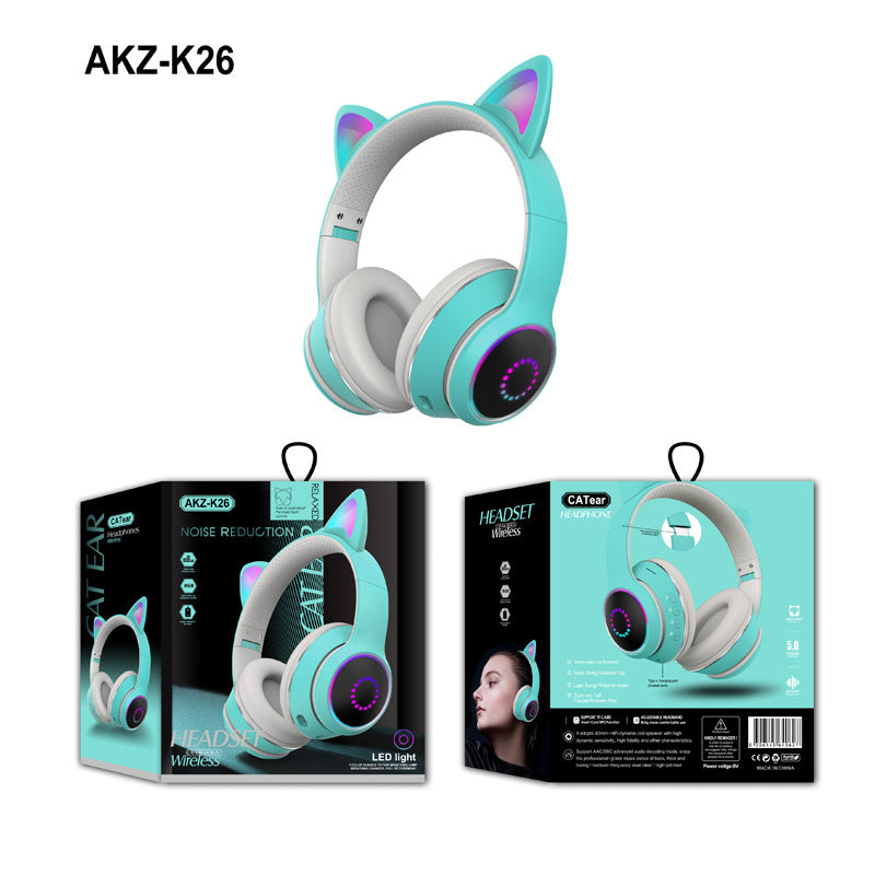 AKZ-K26 Head Mounted Bluetooth Cat Ears Luminous Cute Cool Card Wireless Sports Stereo Headset - Free Shipping - aurelia-clothing-8955