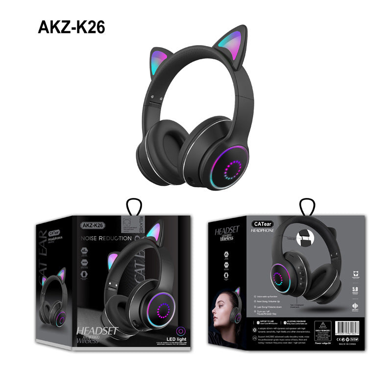 AKZ-K26 Head Mounted Bluetooth Cat Ears Luminous Cute Cool Card Wireless Sports Stereo Headset - Free Shipping - aurelia-clothing-8955