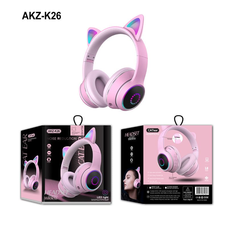 AKZ-K26 Head Mounted Bluetooth Cat Ears Luminous Cute Cool Card Wireless Sports Stereo Headset - Free Shipping - aurelia-clothing-8955