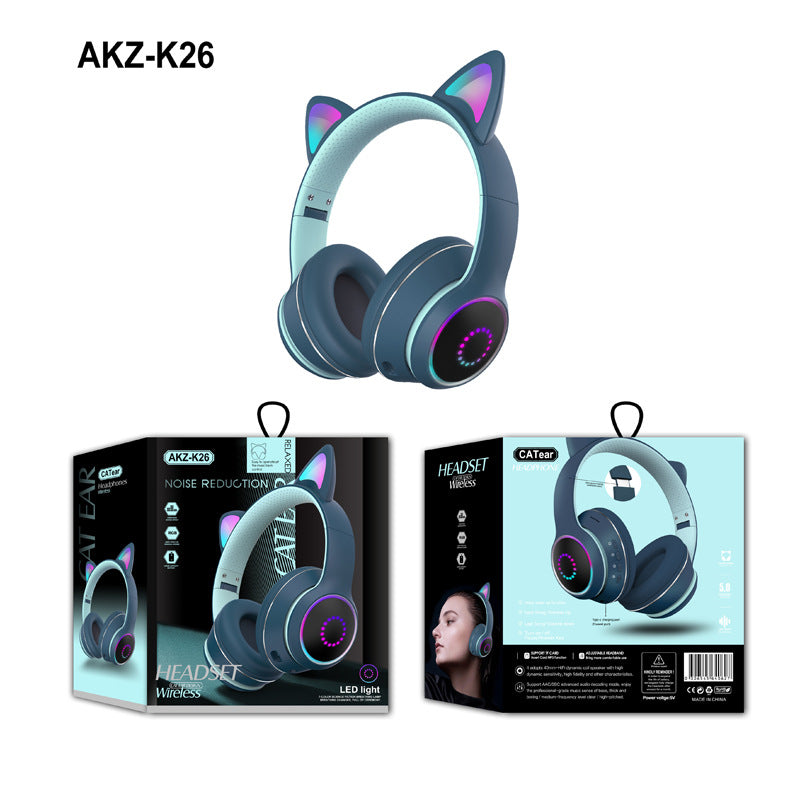 AKZ-K26 Head Mounted Bluetooth Cat Ears Luminous Cute Cool Card Wireless Sports Stereo Headset - Free Shipping - aurelia-clothing-8955