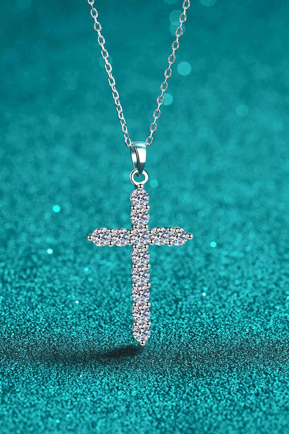 Adored 925 Sterling Silver Cross Moissanite Necklace - aurelia-clothing-8955