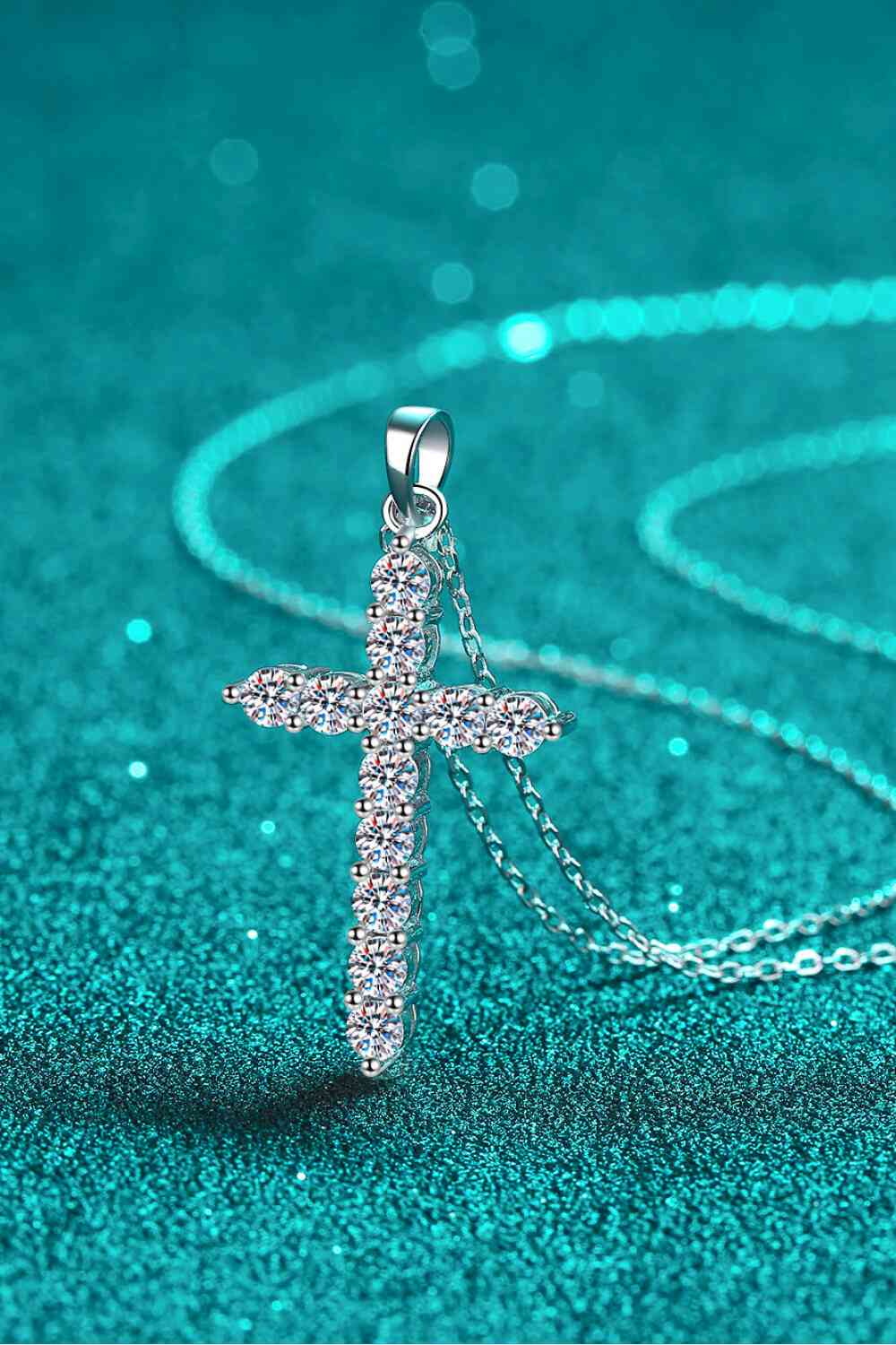Adored 925 Sterling Silver Cross Moissanite Necklace - aurelia-clothing-8955