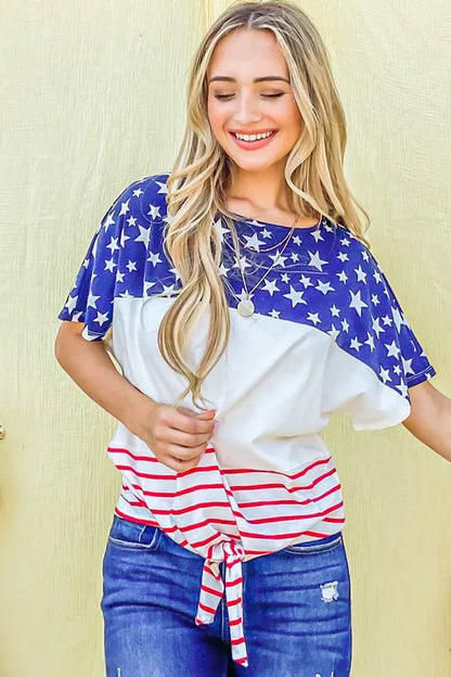 American Flag Print Tie Knot - Free Shipping - aurelia-clothing-8955