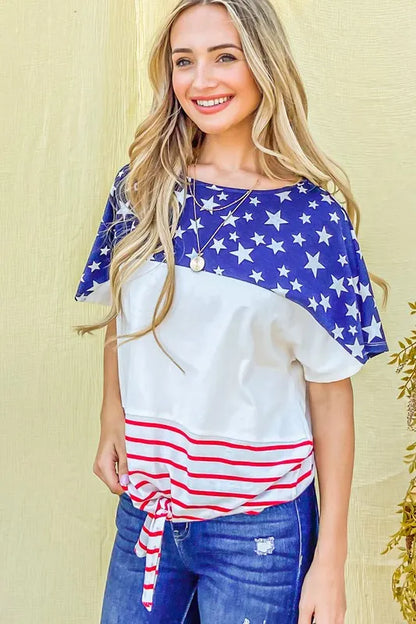 American Flag Print Tie Knot - Free Shipping - aurelia-clothing-8955