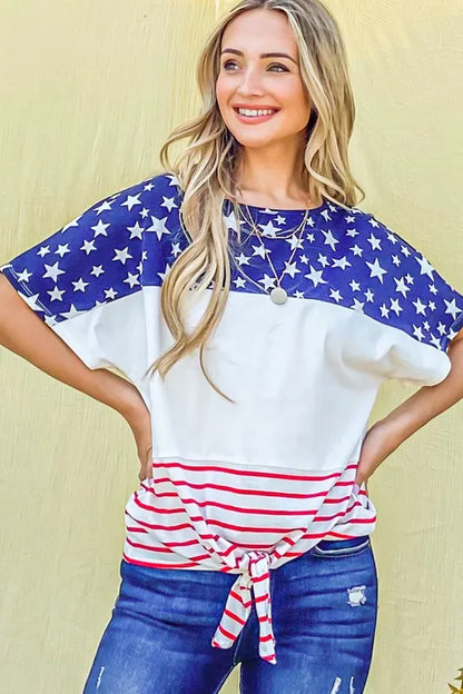 American Flag Print Tie Knot - Free Shipping - aurelia-clothing-8955