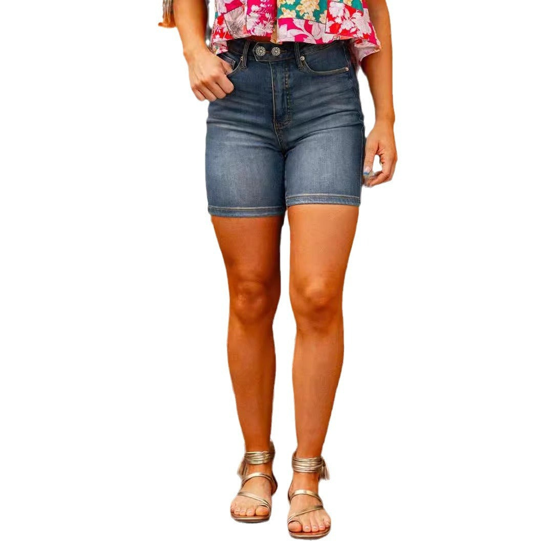 American retro slim fit denim shorts for women-Free Shipping - aurelia-clothing-8955