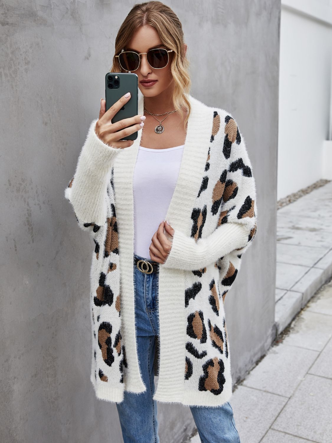 Angel Wings Leopard Pattern Fuzzy Cardigan - aurelia-clothing-8955
