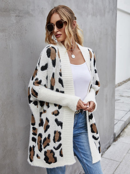 Angel Wings Leopard Pattern Fuzzy Cardigan - aurelia-clothing-8955