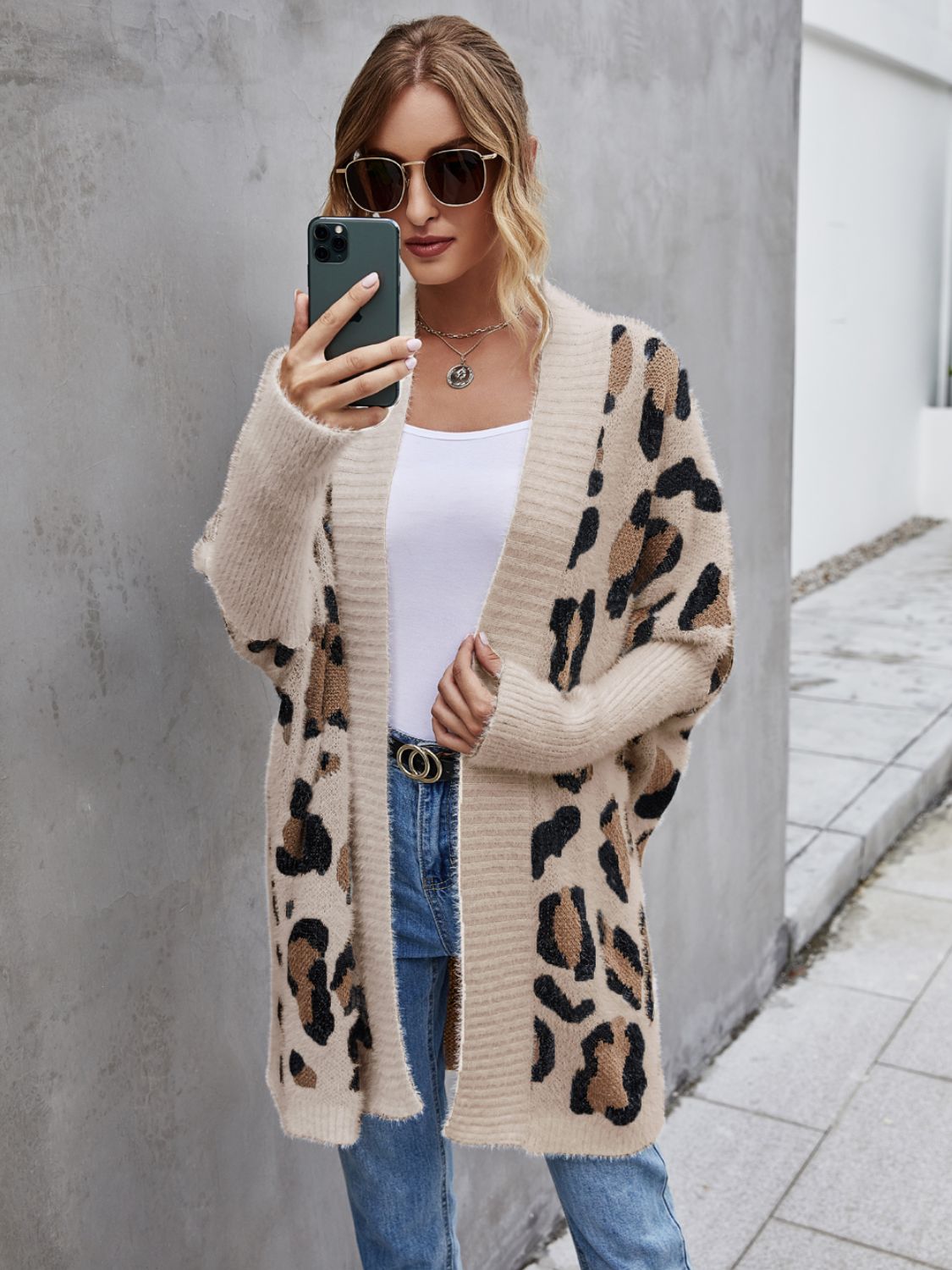 Angel Wings Leopard Pattern Fuzzy Cardigan - aurelia-clothing-8955